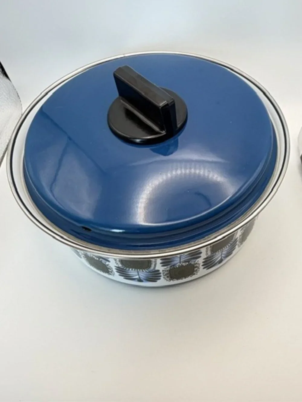 Austria Email Universal 8” Enamel Saucepan Cobalt Blue & Green ST-18 Vintage NEW